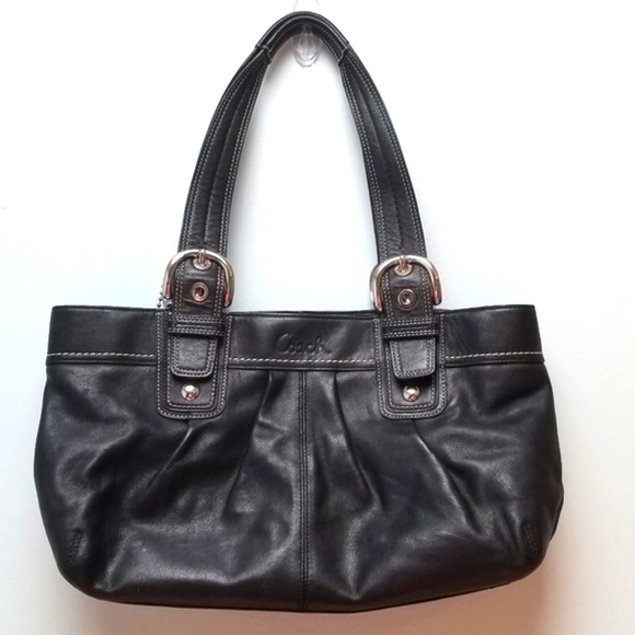 COACH | BLK SHOULDER TOTE, SILVER HARDWARE - Picture 1 of 7